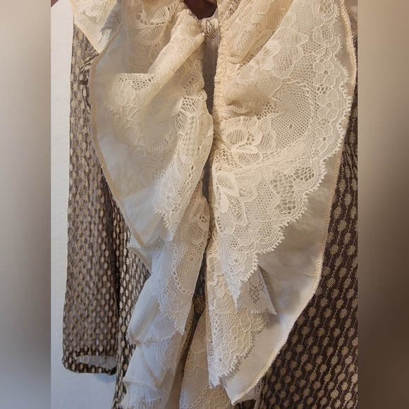 A'reve Sheer Lace Ruffle Buttoned Top - Picture 2 of 4